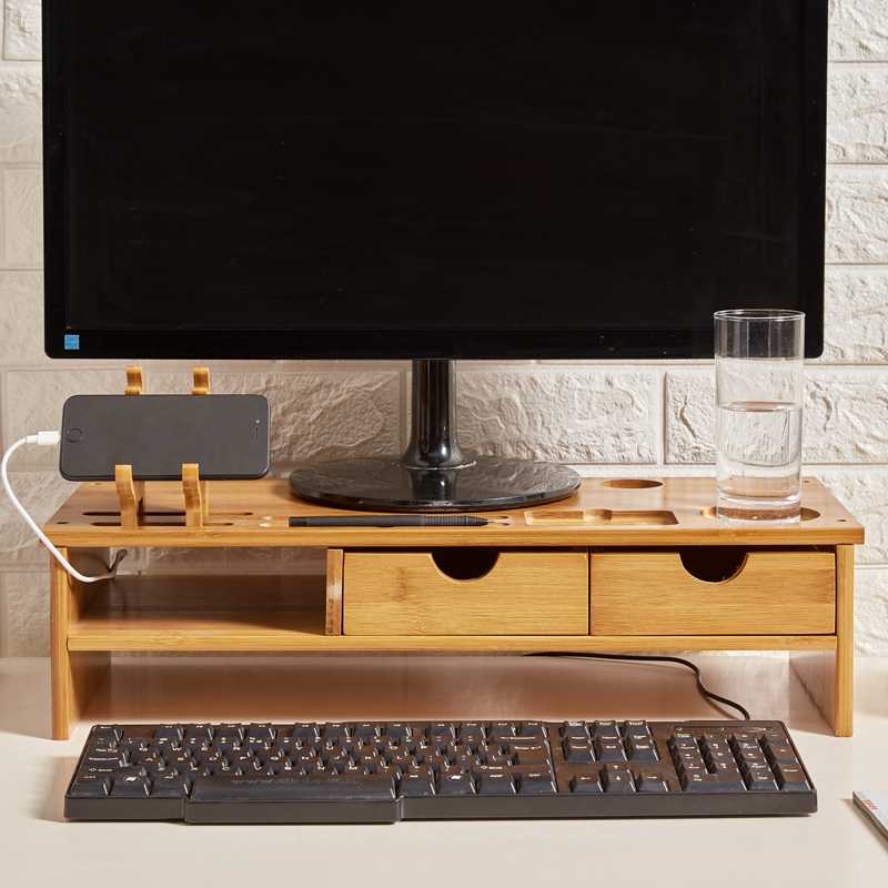 极速护颈液晶电脑萤幕屏增高架子底座桌面键盘收纳V盒置物整理架