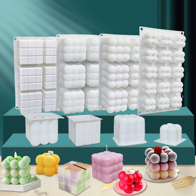 极速High Quality Silicone Candle Mould 3D Cube RBaking Mouss