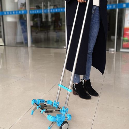 极速不锈钢迷你购物买菜小拉车z可折叠可携式手拉车家用小推车搬