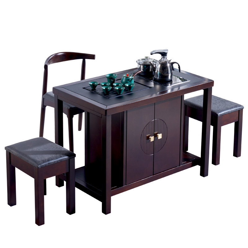 极速新中式茶桌椅组合实木火烧石功夫H茶几办公室阳台家用小户型