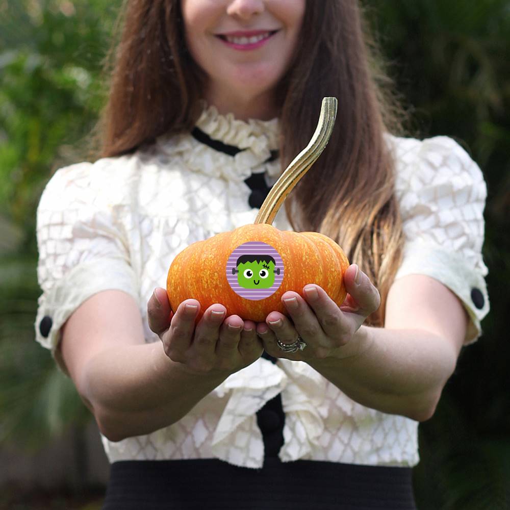 极速500 Pcs Halloween Pumvpkin Decor Labels 1 Inch Adhesive