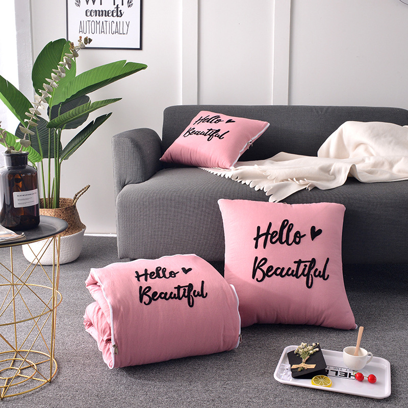 极速工厂抱枕水洗棉抱枕被 办公室I午休空调毯沙发汽车靠垫被