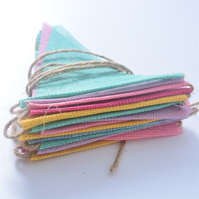 极速.4M Colorful Jute Linen Flags Pennant BirthdaVy Bunting