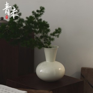 极速凝脂石榴中式大肚花瓶摆件客厅插花景德镇陶R瓷水培白瓷设计