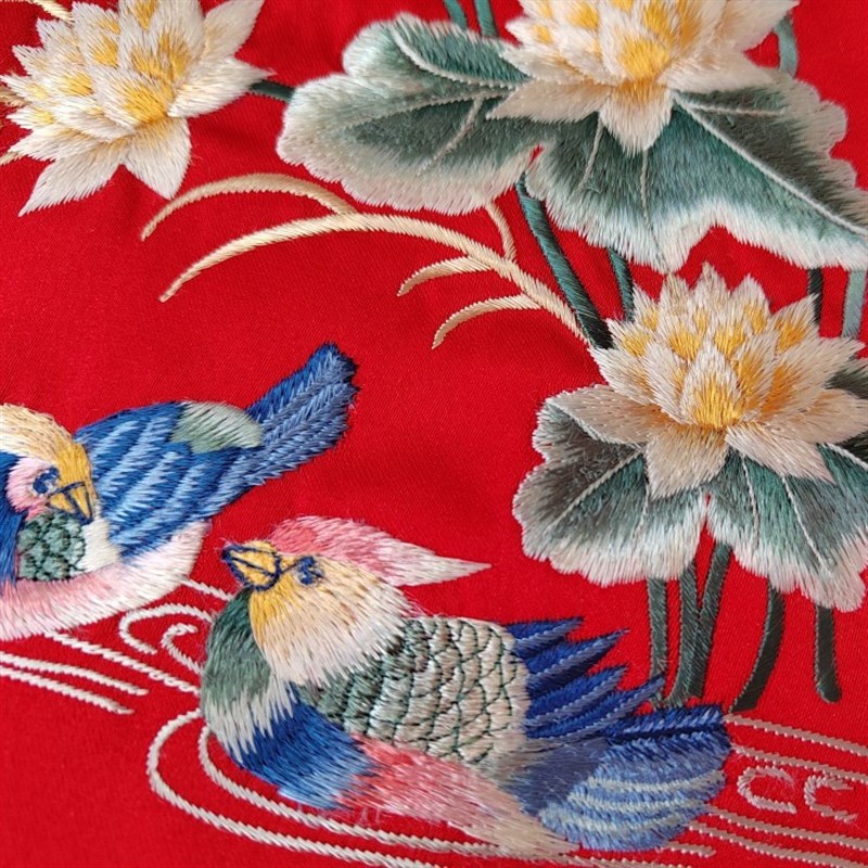 极速苏绣中国风中式真丝苏绣花卉C客厅红木座椅腰枕抱枕套苏州特