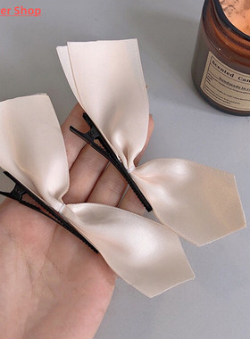 极速2pcs Black White Ribbon Hair Bows Clips Vintage BoZwknot