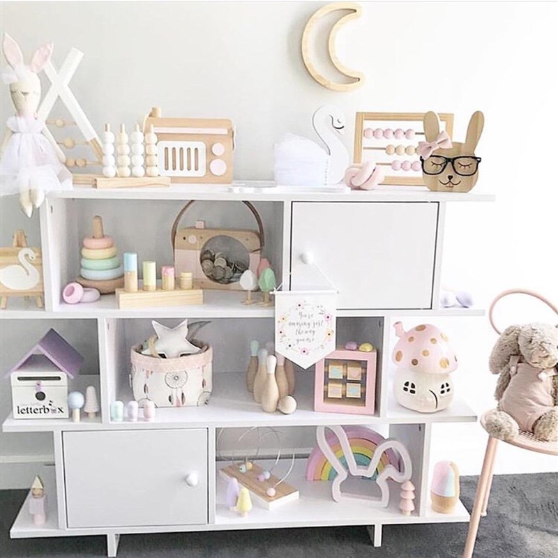 极速ins北f欧家居木质月亮星星兔子云朵墙贴隔板 摆件儿童房墙贴
