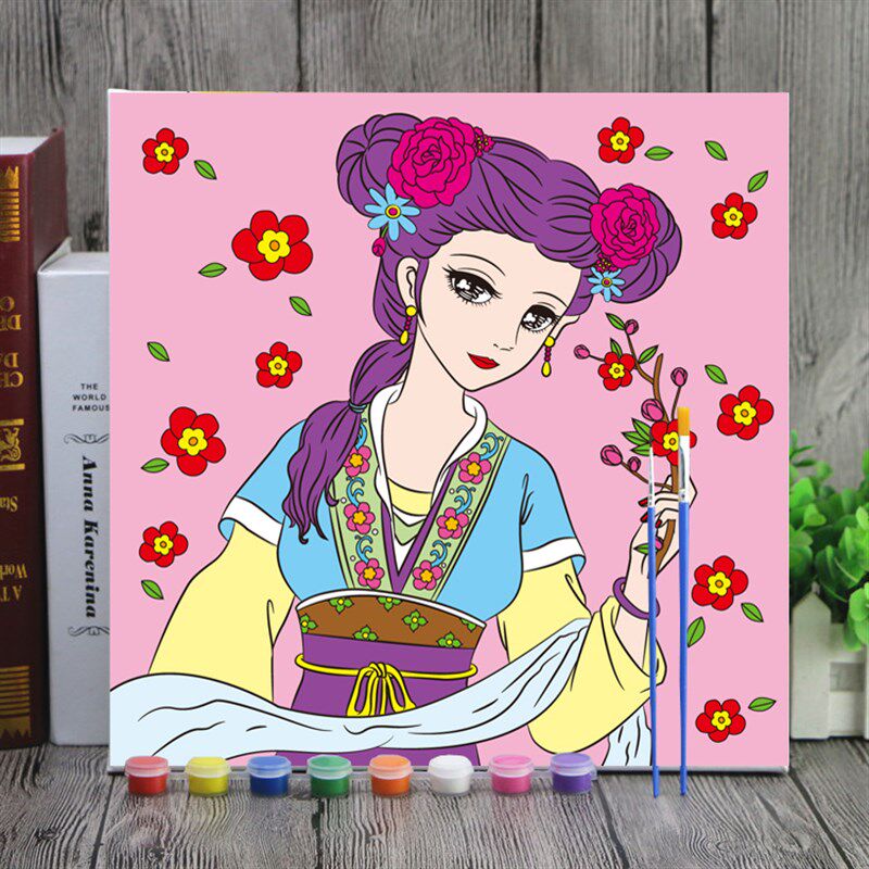 极速儿童水彩画dimy涂鸦板填色画趣味涂鸦颜料画水粉画手工画数字