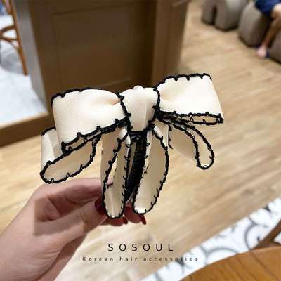 极速Bow banana hair clip vertical clip word cPlip black eleg