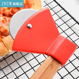 新品 Cutter Home Kitc Pizza Blade Hkandle Bamboo Axe Rotating