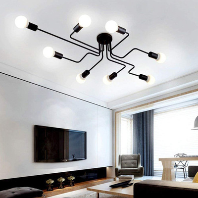 极速Multiple Rod Wrought Irony Chandelier for Living Room Vi