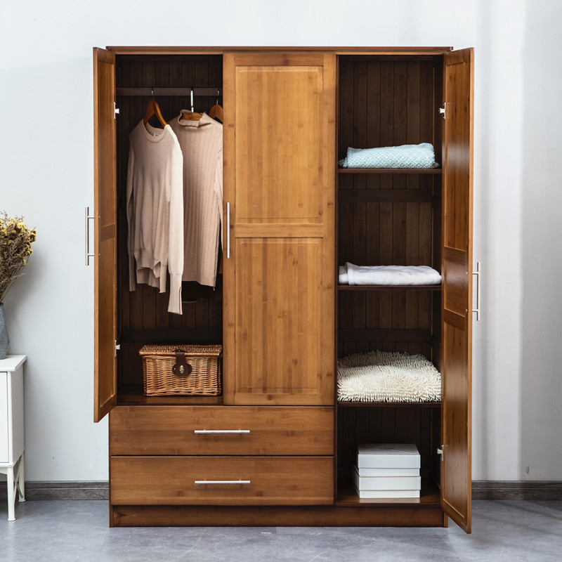 极速楠竹衣柜带门实木收纳v简约现代两门三门家具环保家用卧室衣