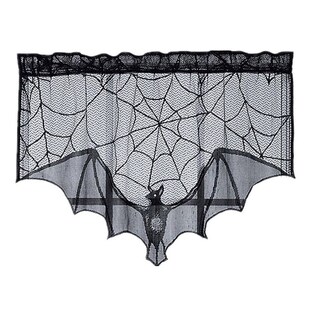 CurtEa 极速Halloween Bats Spider Web Lace Decorative Black