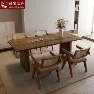 诚宏现代简约实木茶桌椅组合家用大板茶台喝茶桌办公室接待泡茶桌