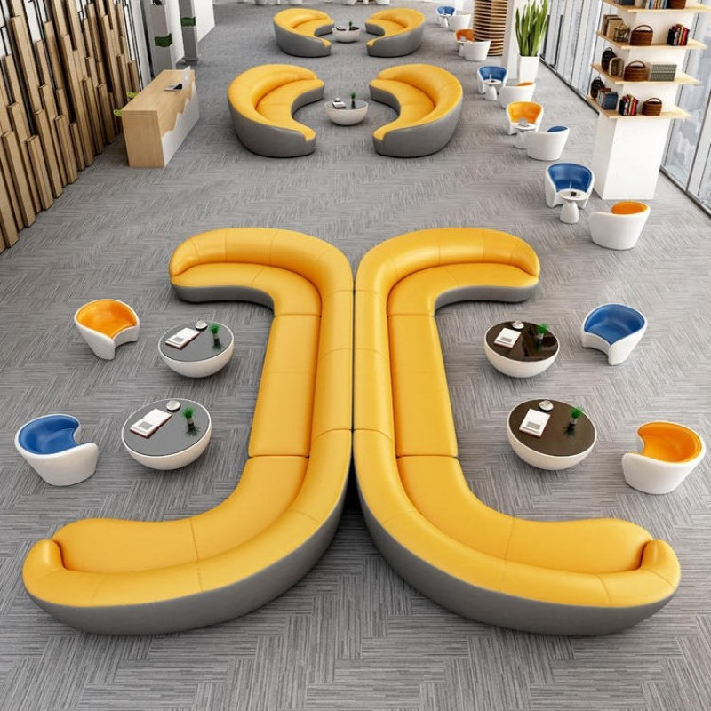 轻奢风格案场家具办公沙发商务酒店休息区接待会客室洽谈异形沙发