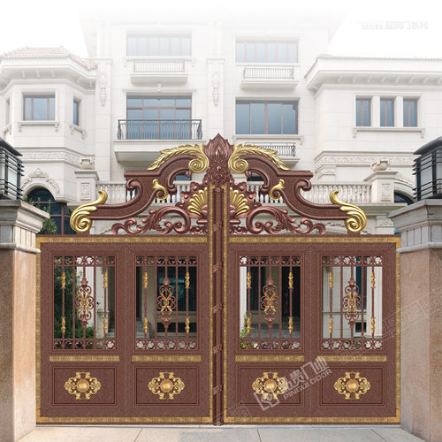 庭院电动铝合金双开推拉门平移门折叠门 铝艺别墅大门农村院子