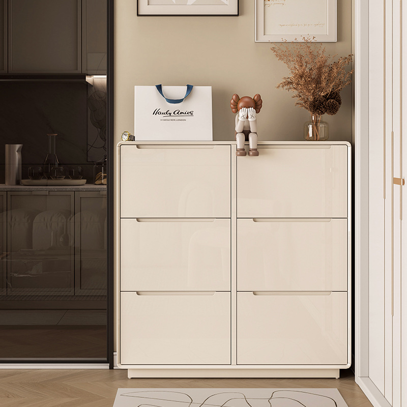 鞋柜家用门口超薄奶油风入户翻斗鞋柜极窄进门一体靠墙多层大容量