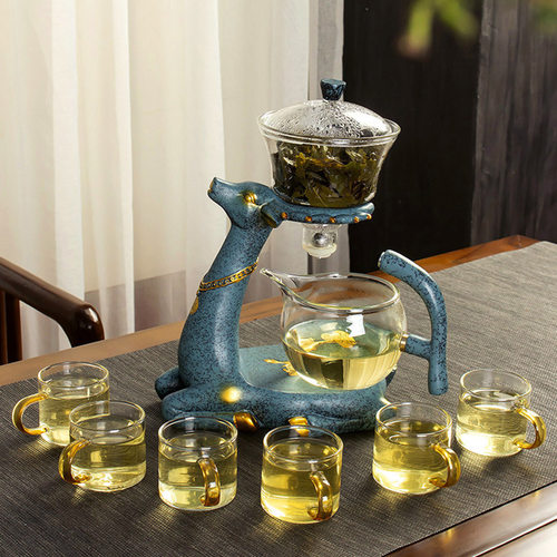 一鹿有你玻璃自动茶具套组日式整套家用客厅福鹿连连茶具自动套装