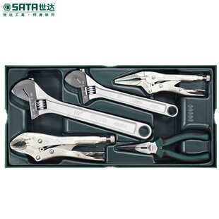 09909件活动扳手及钳子工具托组套活动扳手钳子大力钳尖嘴钳 世达
