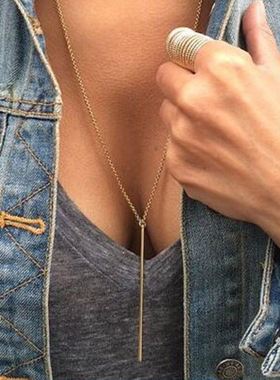 极速newSimple Classic Fashion AStick Pendant Necklace Hollow