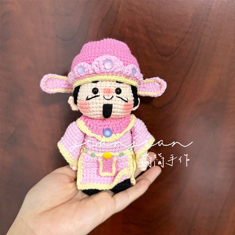 极速手工编织成品k财神爷车挂件钩针毛线招财后视镜挂饰diy材料包