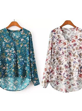 极速HOT SALES!!!!!! Women Caxsual Long Sleeve V-neck Floral
