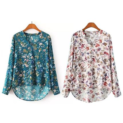 极速HOT SALES!!!!!! Women Caxsual Long Sleeve V-neck Floral