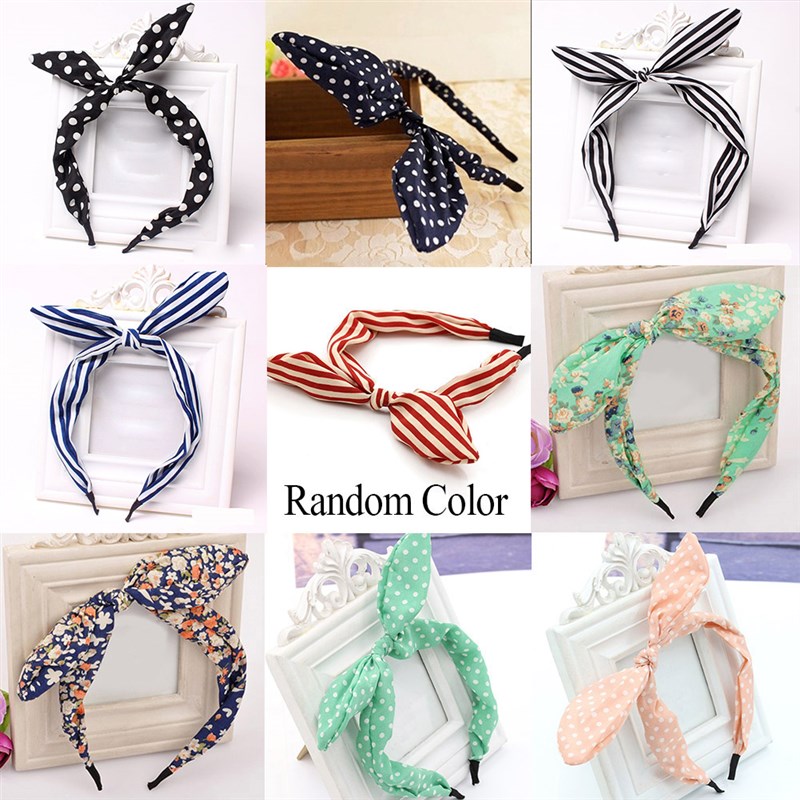 极速Korea Bow Headband Women LovelyE Rabbit Ears Hairband Gi