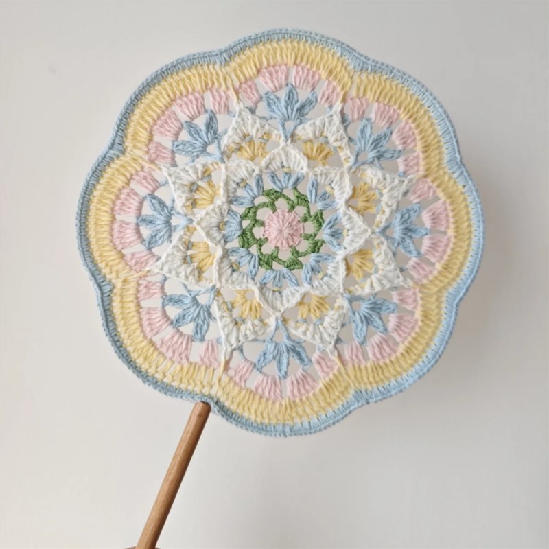 极速手工编织钩织敦n煌古风团扇毛线钩针中国扇子diy材料包送闺蜜