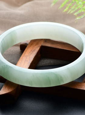 极速玉手镯女款天山翠o玉冰底玉镯子飘花玉石手镯约57-58毫米