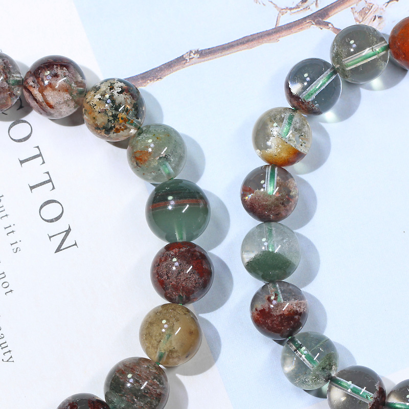 极速天然彩幽f灵手串女 四季幽灵手錬千层满盆水晶聚宝盆 无优化