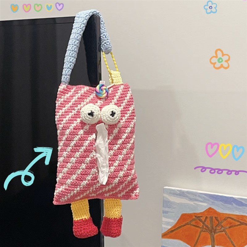 极速手工diy材料包毛线编织餐巾盒E自制搞怪丑萌抽纸袋纸巾容纳袋