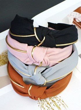极速New Solihd Color Headband Knot Hair Hoop for Women Simpl