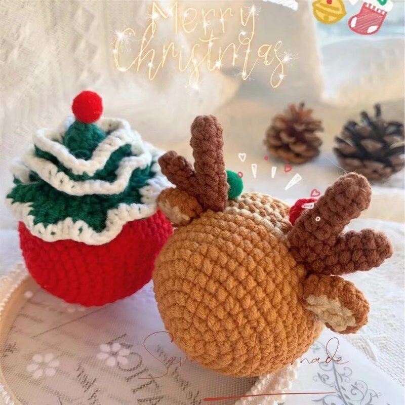 极速圣诞a树挂件钥匙扣可爱团子手工编织diy材料包毛线钩针送闺蜜
