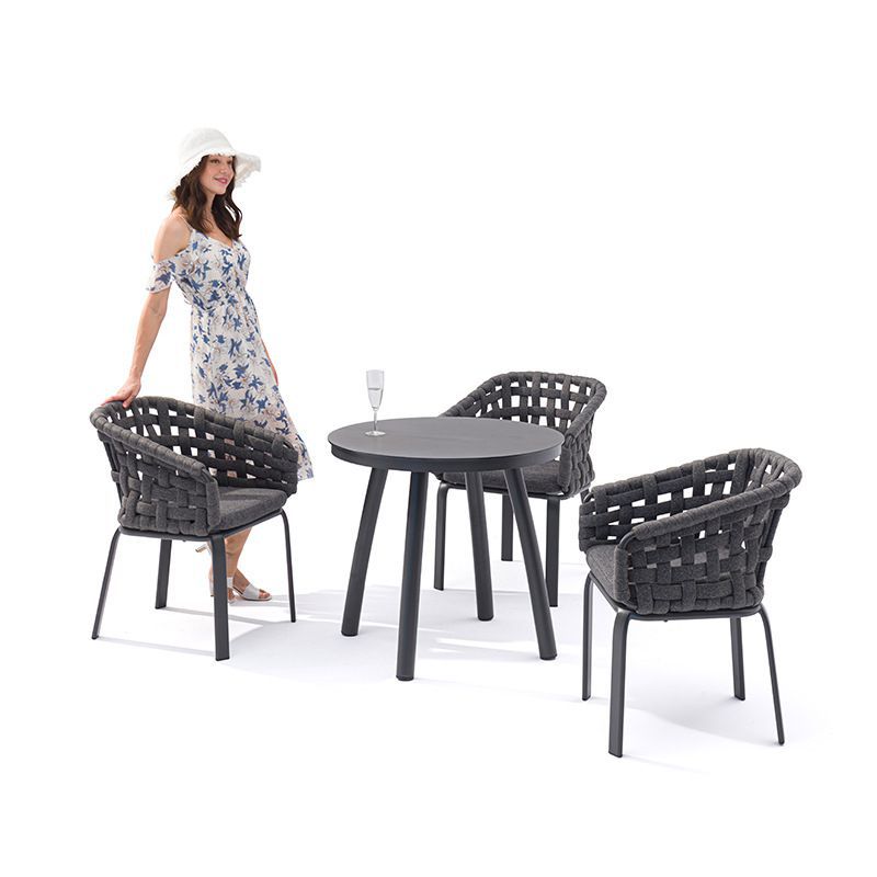 极速北欧简约休闲织带o椅 户外藤桌椅铝合金庭院花园编绳餐桌椅组