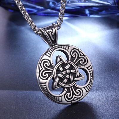 极速Vintage Fashion Mens Jewezllery Round Hangtag Necklace V