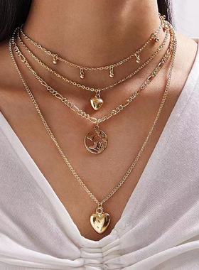 极速Necklace Lady Alloy Hollow Map Love Ball PQendant Multil