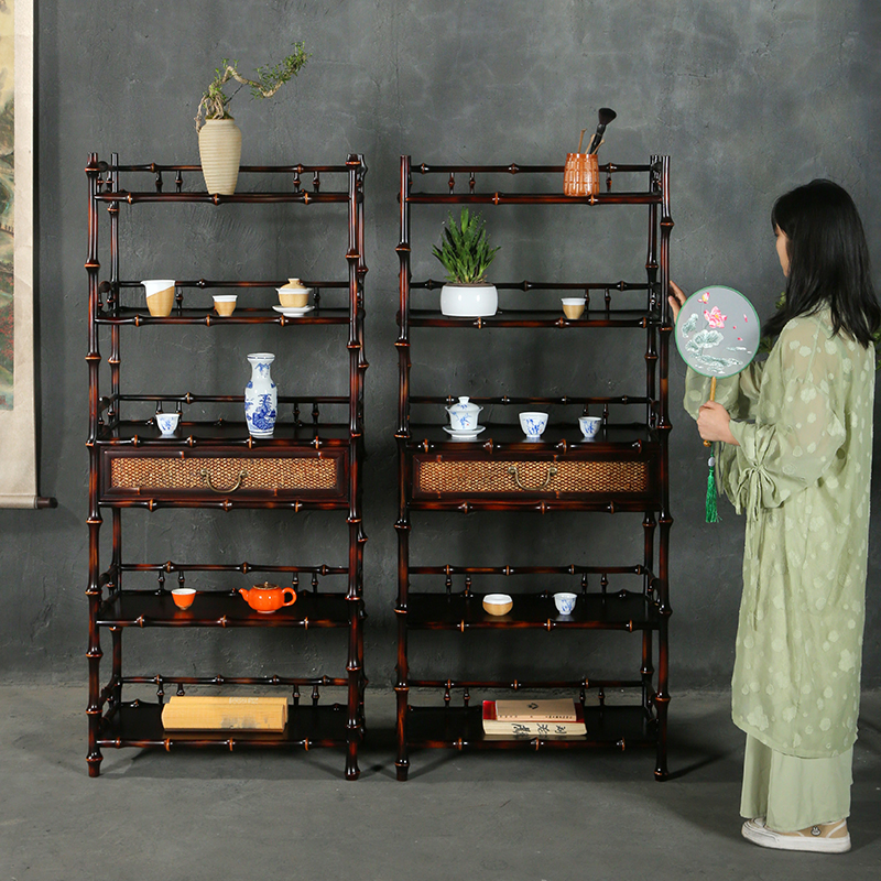 极速手工竹制筇竹中式博古架展示柜置物架多层收纳架茶Y具书架储