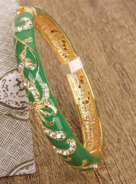 极速北京景泰蓝珐l琅手镯中细圆形开口女子简约复古首饰送女友闺