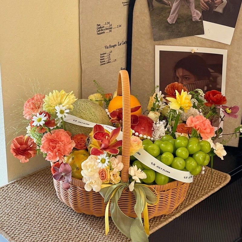 极速中秋法式水果手提篮月u子水果礼篮闺蜜生宝宝礼物朋友生日创