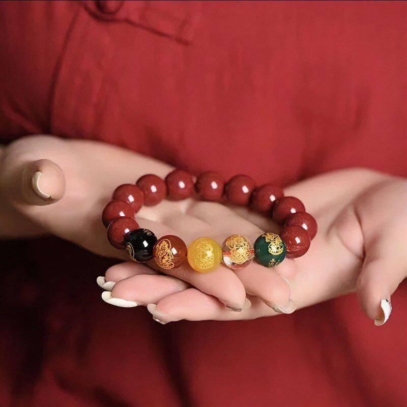 极速非金属手錬2023兔年五路财神转F运珠手串本命年男女手錬红色