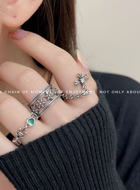 极速retro old index finger ring pDersonality diamond unique