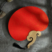 极速结婚庆红色如意扇q子复古国潮风汉服扇流苏圆形宣纸光面纸扇