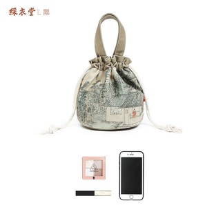 极速国风b古画束口袋手提手拎女手机遛弯收纳水桶包