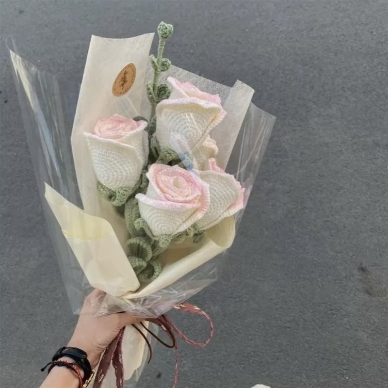 极速情人b节送女友手工花束钩针编织diy酒杯玫瑰创意材料包毛线52