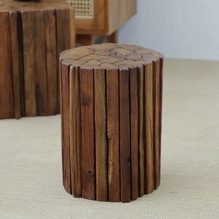 极速创意根雕木墩凳子家用客厅门口D换鞋凳摆件木桩底座侘寂风茶