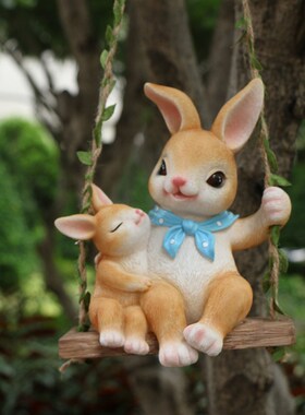 极速仿真可爱小兔子摆件草坪盆栽阳台H微景观装饰品幼儿园布置造