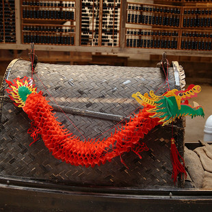 极速国风复古手工拉花o龙形折叠灯笼舞龙挂饰拉旗红龙喜庆红色灯