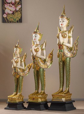 极速泰国迎宾佛像摆件木雕工艺品翘尾佛开业礼品泰式X酒店餐厅落