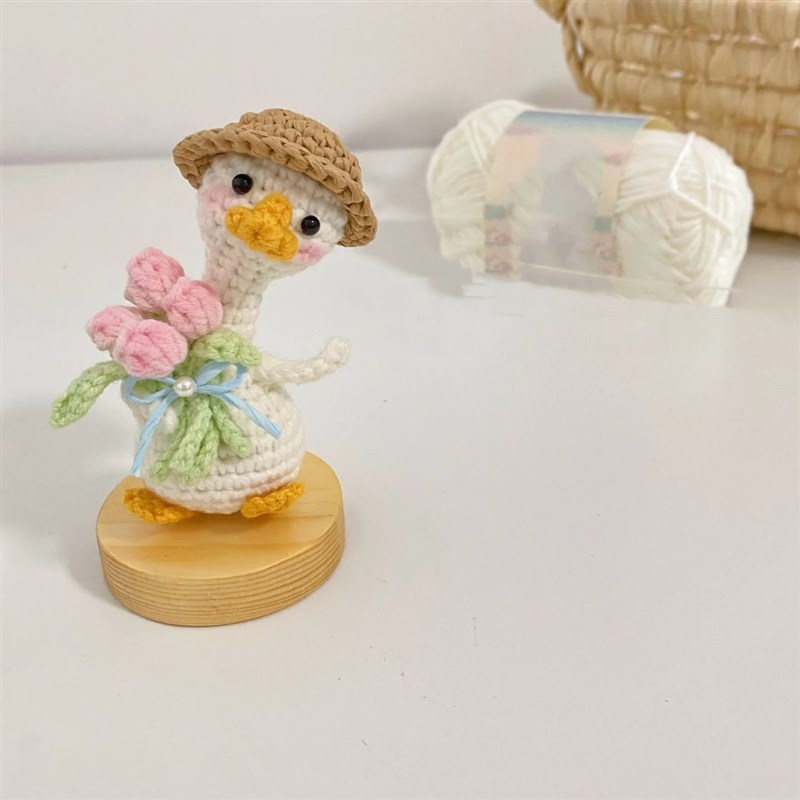 极速手工a编织diy材料包钩针毛线自制郁金香鸭子包挂钥匙扣送女友